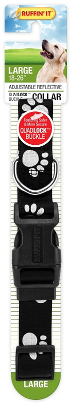 Ruffin'It 39243 Reflective Dog Collar, 18 to 26 in L, 1 in W, Nylon, Assorted, Pack of 3