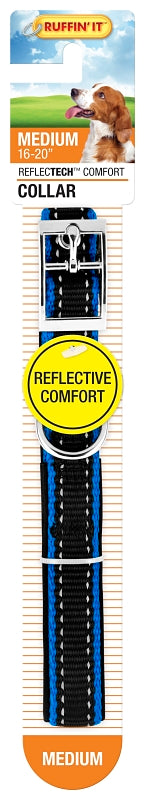 Ruffin'It ReflecTech 32734 Reflective Padded Collar, 14 to 20 in L, 3/4 in W, Nylon, Assorted, Pack of 3