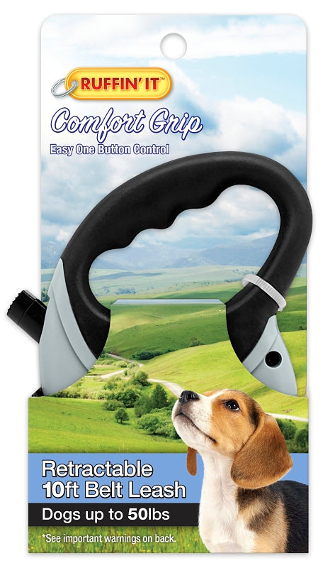 Ruffin'It 98607 Retractable Leash, 10 ft L, Blue/Gray/Pink, S