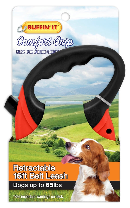 Ruffin'It 98617 Retractable Leash, 16 ft L, Blue/Red, M