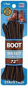 Shoe Gear 1N311-12 Boot Lace, Round, Black/Brown, 72 in L