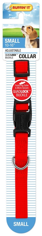 Ruffin'It QUADLOCK 31441 Adjustable Dog Collar, 10 to 16 in L, 5/8 in W, Nylon, Assorted