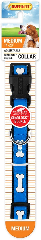 Ruffin'It QUADLOCK 39942 Dog Collar, 14 to 20 in L, 3/4 in W, Nylon, Assorted