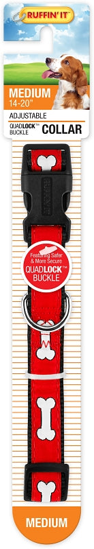 Ruffin'It QUADLOCK 39942 Dog Collar, 14 to 20 in L, 3/4 in W, Nylon, Assorted