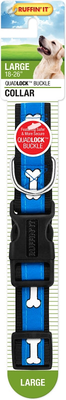 Ruffin'It 39943 Adjustable Dog Collar, 18 to 26 in L, 1 in W, Jacquard/Nylon