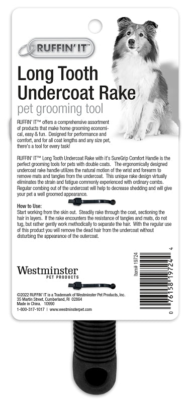 Ruffin'It 19724 Pet Long Tooth Undercoat Rake