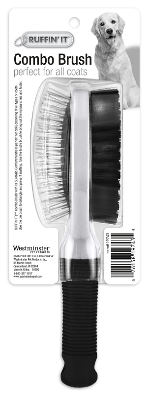 Ruffin'It 19743 Pin and Bristle Brush, Combo, Metal/Plastic, Blue