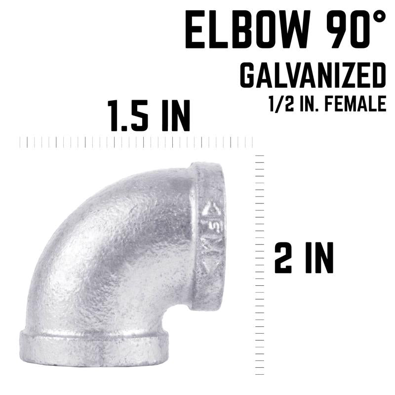 STZ Industries 1/2 in. FIP each X 1/2 in. D FIP Galvanized Malleable Iron 90 Degree Elbow, Pack of 5