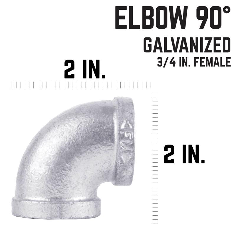 STZ Industries 3/4 in. FIP each X 3/4 in. D FIP Galvanized Malleable Iron 90 Degree Elbow, Pack of 5