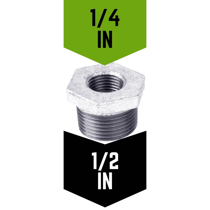 STZ Industries 1/2 in. MIP each X 1/4 in. D FIP Galvanized Malleable Iron Hex Bushing, Pack of 5