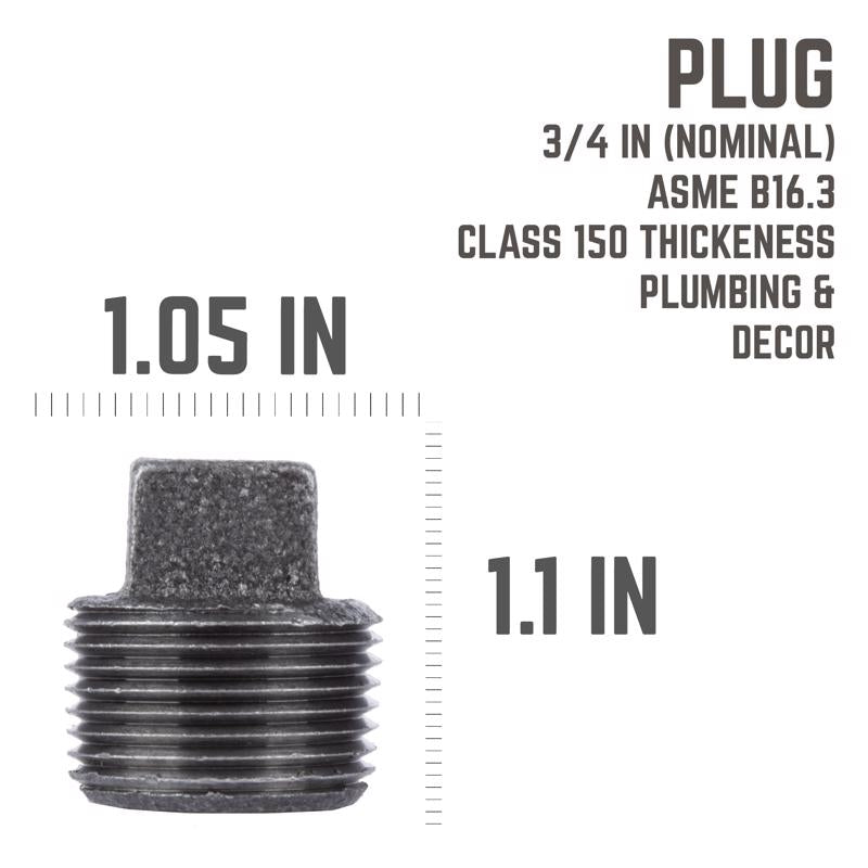 STZ Industries 3/4 in. MIP each Black Malleable Iron Plug, Pack of 5