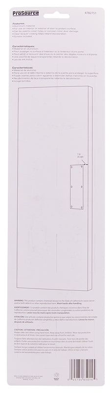 ProSource 32238TNB-PS Push Plate, Aluminum, Satin Nickel, 15 in L, 3-1/2 in W, 0.8 mm Thick