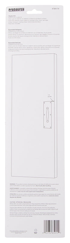 ProSource 32239BBB-PS Door Pull Plate, 3-1/2 in W, 15 in D, 1-5/8 in H, Aluminum, Brass