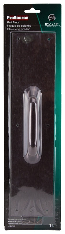 ProSource 32239ORB-PS Door Pull Plate, 3-1/2 in W, 15 in D, 1-5/8 in H, Aluminum, Ornamental Bronze