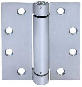 Tell Manufacturing HG100318 Spring Hinge, 4-1/2 in L x 4-1/2 in W Dimensions, Stainless Steel, Satin, Fixed Pin, Wall