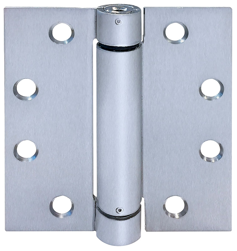 Tell Manufacturing HG100318 Spring Hinge, 4-1/2 in L x 4-1/2 in W Dimensions, Stainless Steel, Satin, Fixed Pin, Wall