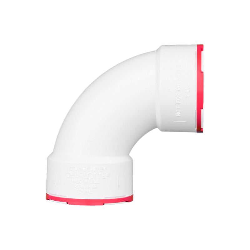 Charlotte Pipe ConnecTite Schedule 40 2 in. Hub X 2 in. D Hub PVC Bend Elbow 1 pk