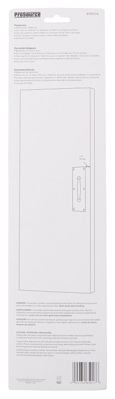 ProSource 32239TNB-PS Door Pull Plate, 3-1/2 in W, 15 in D, 1-5/8 in H, Aluminum, Satin Nickel