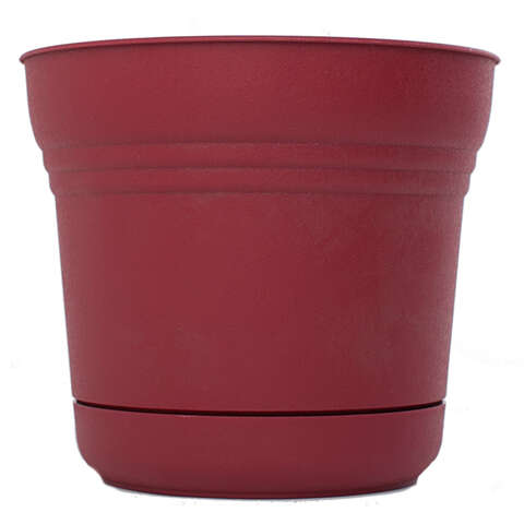 Bloem Saturn 8.5 in. H X 9.75 in. W X 10 in. D Plastic Classic Planter Burnt Red