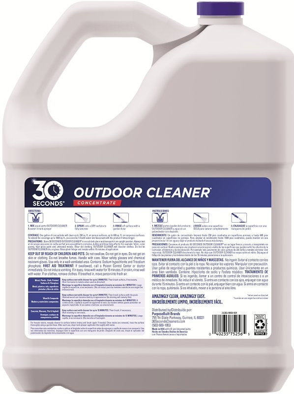 30 Seconds 2.5G30S Concentrated Outdoor Cleaner, 2.5 gal Bottle, Liquid, Light Yellow, Pack of 2