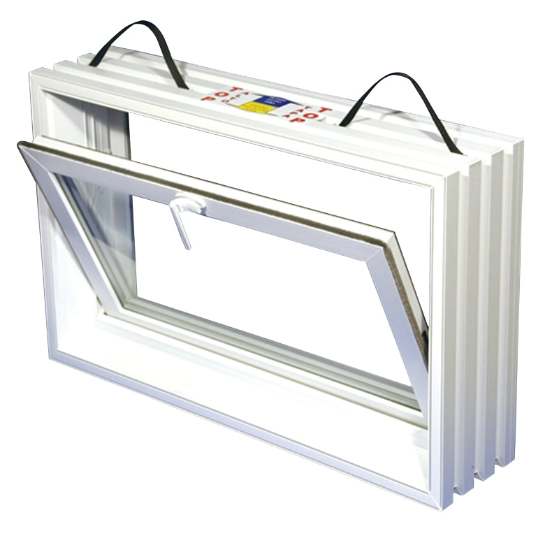 Duo-Corp 3220HOPF8 Hopper Basement Window, 7-7/8 in W Actual, 20 in H Actual, Glass Glass/Screen, Vinyl Frame