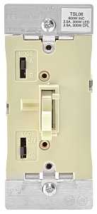 Leviton R01-TSL06-1KI Dimmer, 120 V, 600 W, CFL, Halogen, Incandescent, LED Lamp, 3-Way, Ivory