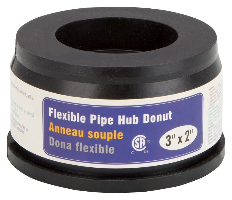 ProSource 33U-205 Hub Donut, 3 x 2 in, PVC, Black