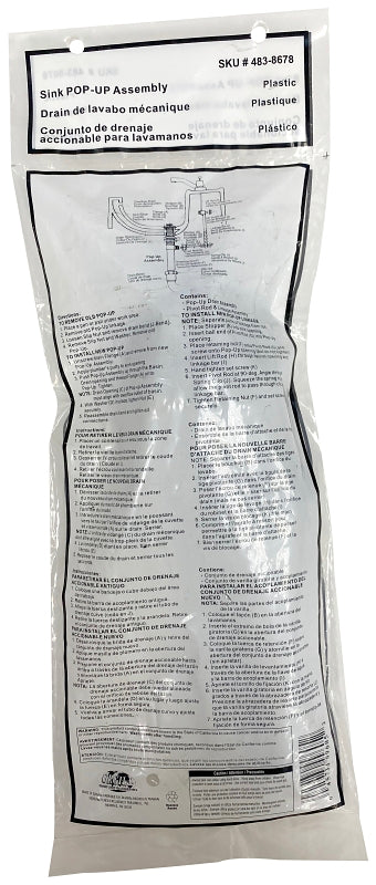 ProSource 24313-3L Sink Pop-up Assembly, Chrome