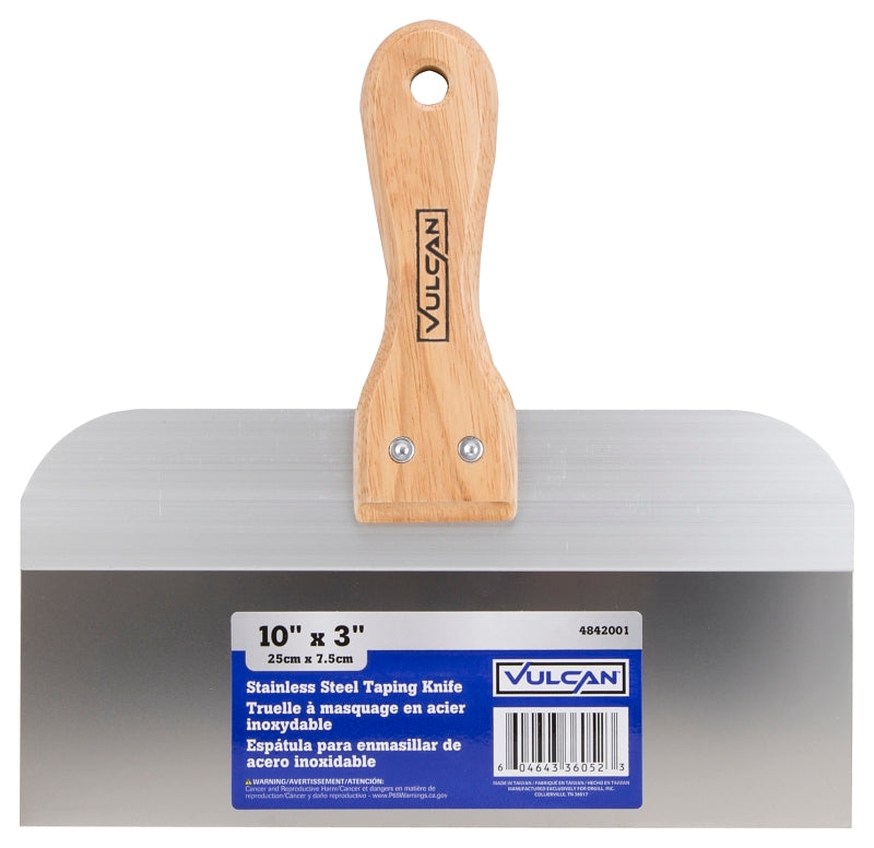 Vulcan 36052 Knife, 3 in W Blade, 10 in L Blade, Stainless Steel Blade, Tapered Blade, Wood Handle, Wood Handle