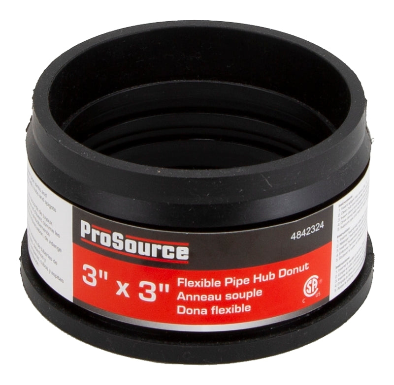 ProSource 33U-305 Hub Donut, 3 x 3 in, PVC, Black