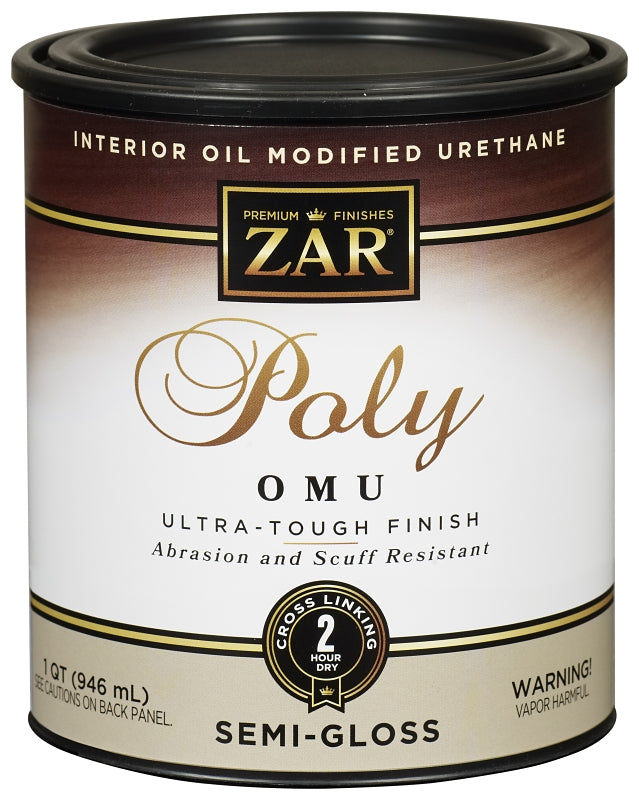 ZAR 36112 Polyurethane, Semi-Gloss, Liquid, Milky Clear, 1 qt, Can, Pack of 4