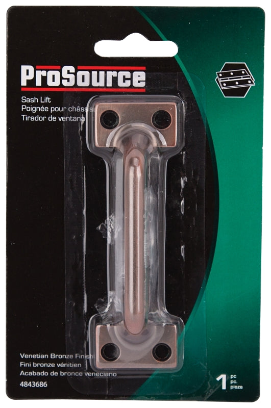 ProSource 20902PWH-PS Sash Lift, 3-7/8 in L Handle, Die-Cast Zinc, Venetian Bronze