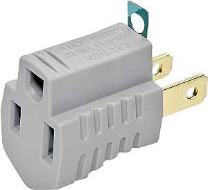 Eaton Wiring Devices BP419GY Outlet Adapter with Grounding Lug, 2-Pole, 15 A, 125 V, 1-Outlet, Gray, Pack of 5