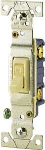 Eaton Wiring Devices C1301-7V Series Toggle Switch, Ivory, 15 A, 120 V, Push-In Terminal, 5-20R