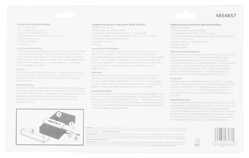 Landscapers Select GB0043L Box Bracket, Aluminum, Black, Epoxy-Coated