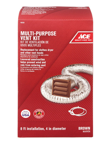 Ace 4 in. W X 6 in. L Brown Plastic Dryer Vent Kit