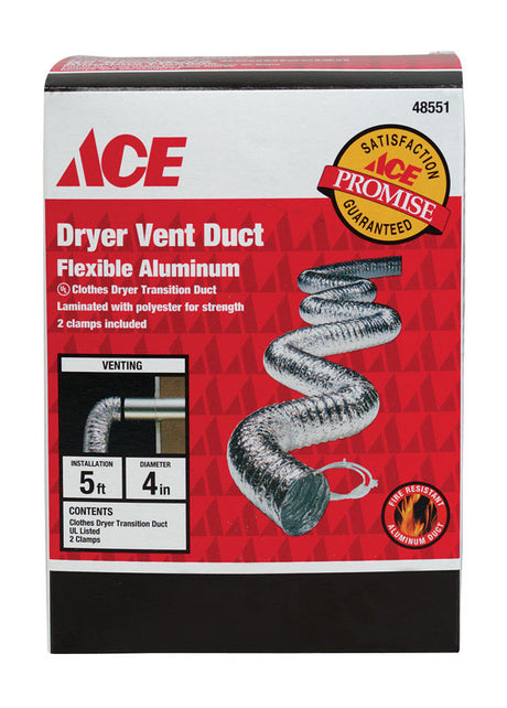 Ace 60 in. L X 4 in. D Silver Aluminum Dryer Vent Duct, Pack of 6