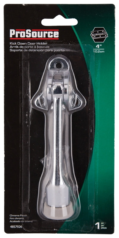ProSource CL-230CH-PS Door Holder, 5-3/8 in L, 1-5/8 in W, 2 in H, Attaches to Door Mounting, Rubber/Zinc, Chrome
