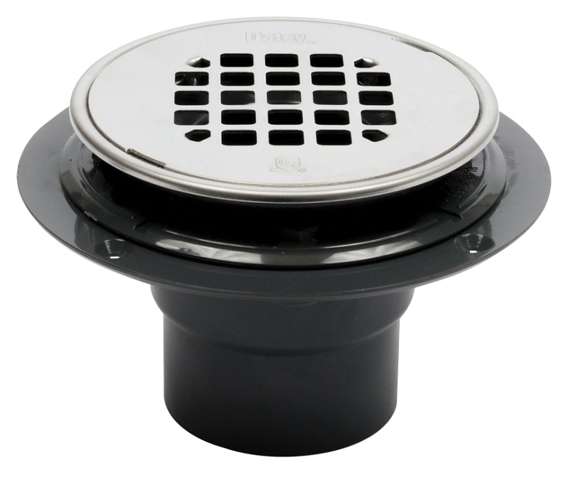 Oatey 42261 Shower Drain, ABS, Black, Specifications: Snap-In Cover Design, Solvent Weld Connection