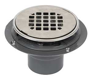 Oatey 130 42260 Round Drain, PVC & Stainless Steel, Polished Stainless Steel