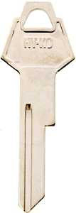 Hy-Ko 11010Y152 Key Blank, Brass, Nickel, For: Chrysler Vehicle Locks, Y152 Key Number, Pack of 10
