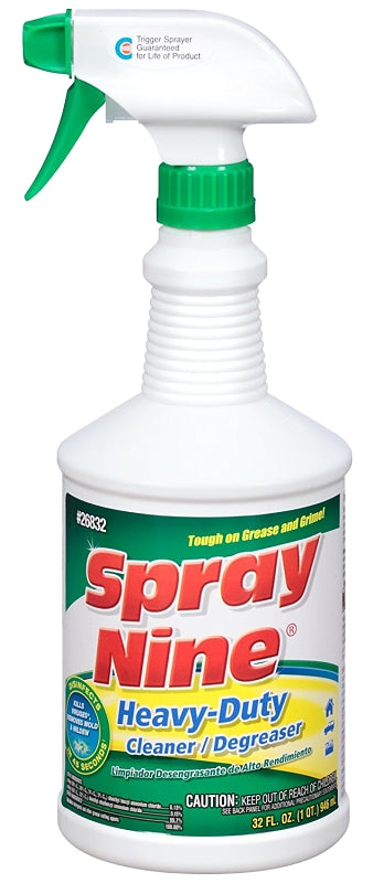 Spray Nine 26832 Cleaner and Degreaser, 32 fl-oz, Liquid, Citrus, Clear
