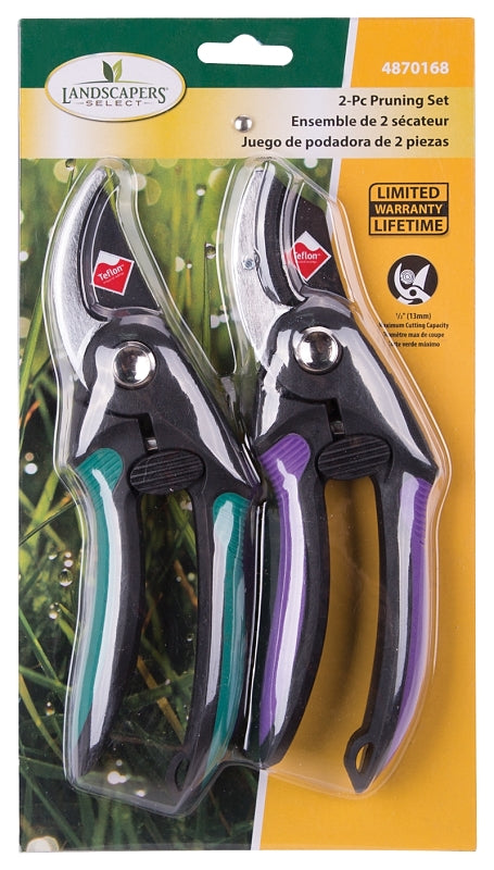 Landscapers Select GP1296+GP1297 Pruning Shear Set, 1/2 in Cutting Capacity, Steel Blade, Plastic Handle