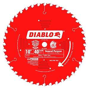 Diablo D1040UX General-Purpose Saw Blade, 10 in Dia, 40-Teeth, Applicable Materials: Plywood, Solid Wood