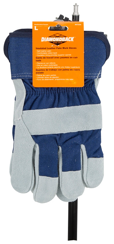 Diamondback JF 6317 Gloves, For All Genders, L, 11.5 in L, Continuous Thumb, Wide Safety Cuff, Polyester Lining, Blue