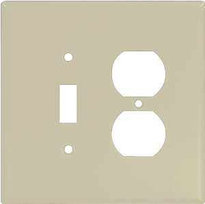 Eaton Wiring Devices 2148V-BOX Combination Wallplate, 5-1/4 in L, 5-5/16 in W, 2 -Gang, Thermoset, Ivory, Pack of 10