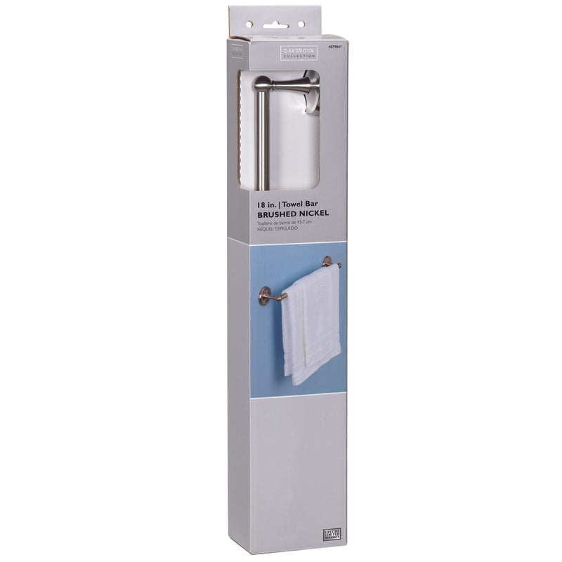 OakBrook Brushed Nickel Towel Bar 18 in. L Zinc