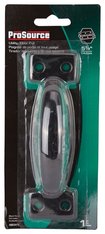 ProSource 20911PKB-PS Door Pull, 1-1/2 in W, 5-3/4 in D, 1-3/8 in H, Steel, Black