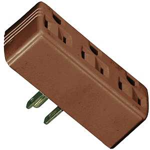 Eaton Wiring Devices BP1147B Outlet Adapter, 2-Pole, 15 A, 125 V, 3-Outlet, Brown, NEMA: NEMA 5-15R