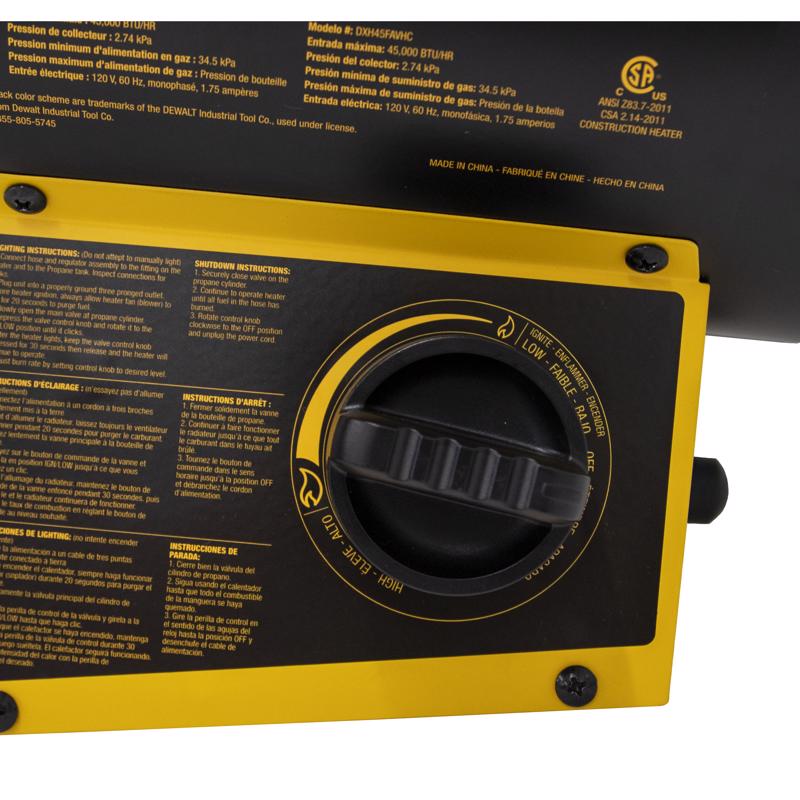 DeWalt 45000 Btu/h 1125 sq ft Forced Air Propane Portable Heater